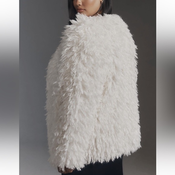 Anthropologie Shaggy Faux-Fur Cardigan Sweater New Medium - Picture 4 of 12